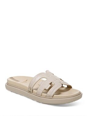 Sam Edelman Valeri Leather Platform Slide Sandal in Oak Crocodile 8.5